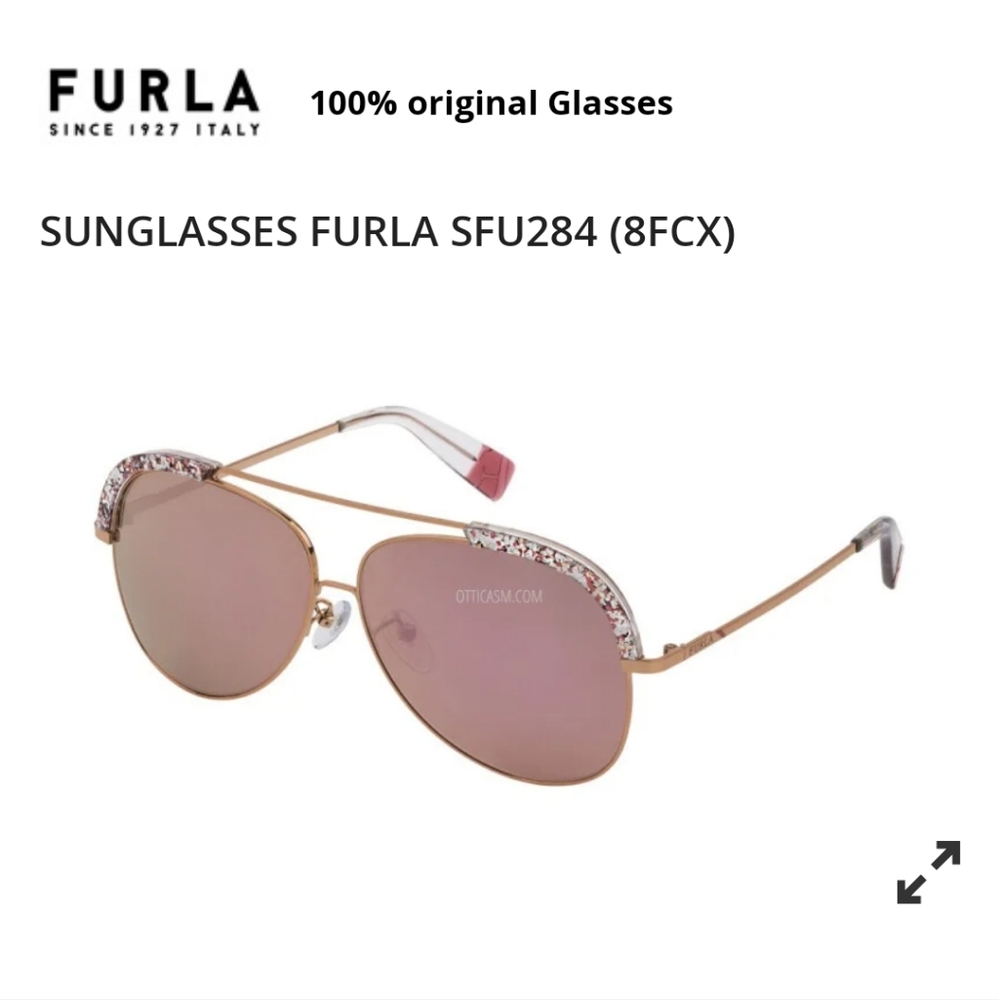 Furla pink crystal mirror aviator sunglasses